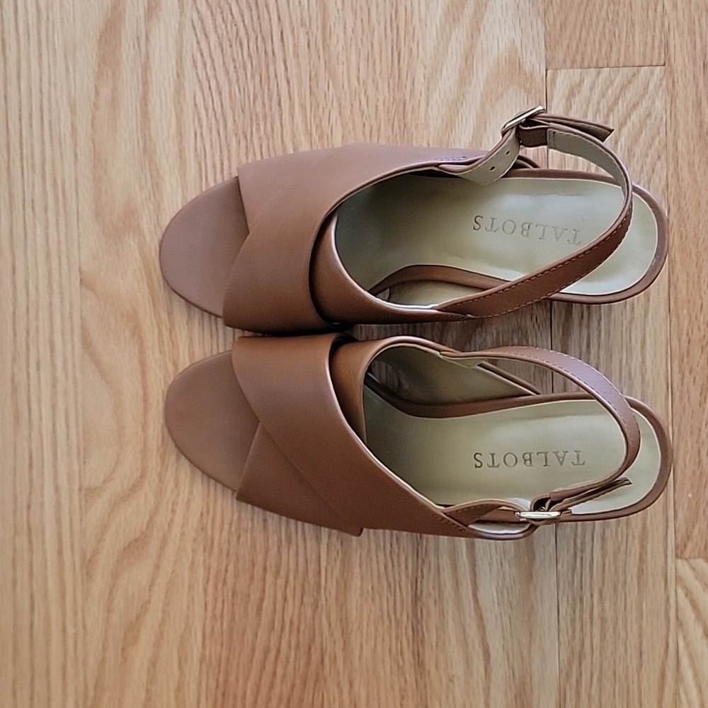 Talbots Carmel Tan Slingback Blockheel Sandals - Picture 5 of 12